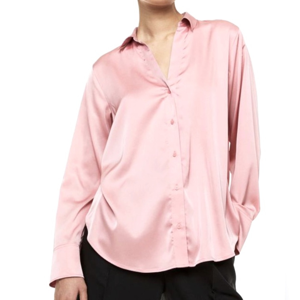 WORN ONCE - H&M Satin Vneck blouse - S,